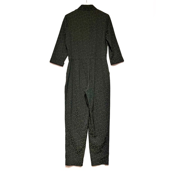 Hush Jacquard Leopard Jumpsuit Green Animal Print 70’s Retro Disco US 12 UK 10 - Picture 4 of 15